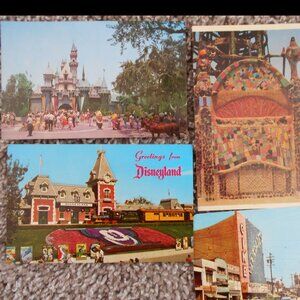 1960s postcards Disneyland, Tijuana, Watts Towers